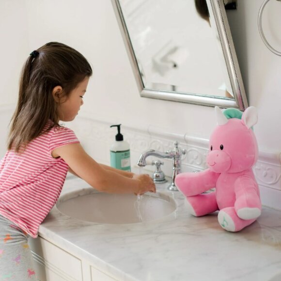 NEW 11" Wellobeez Dragon Unicorn Pink Plush Antimicrobial Musical Toy Get Well H - Picture 5 of 8